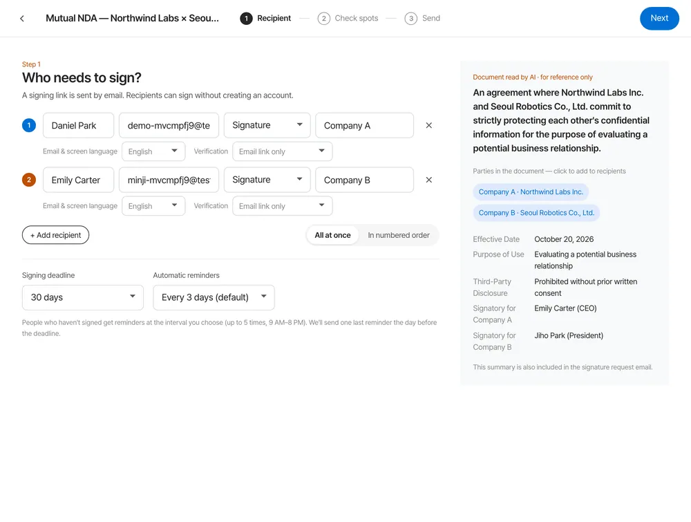 Add recipients
